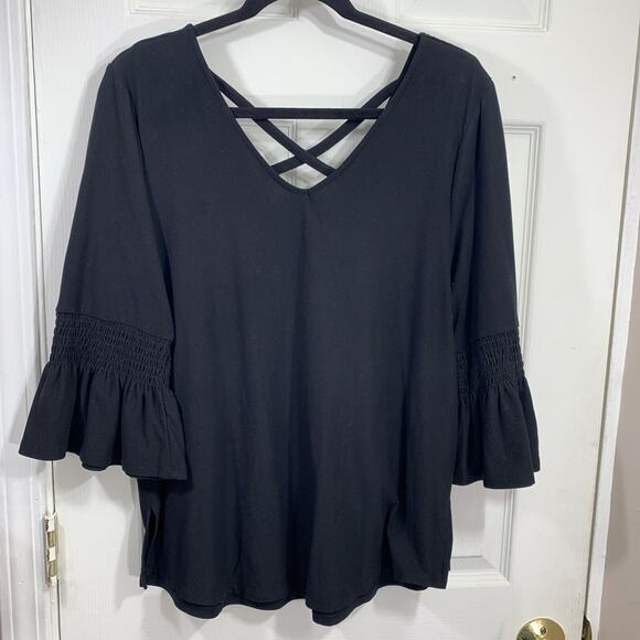 Harlow & Rose Tops - Harlow & Rose Top Black Knit Bohemian Gypsy Women's Size Large